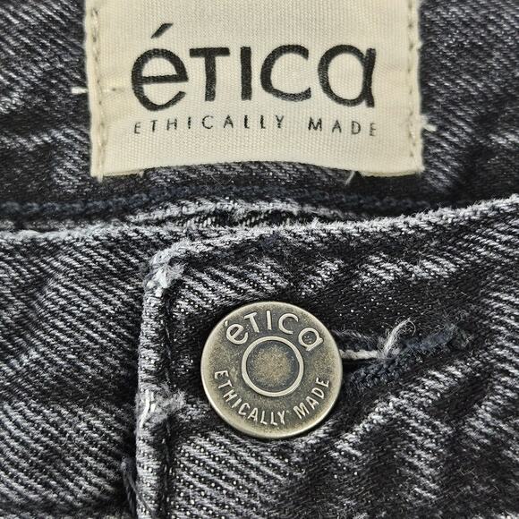 ETICA WOMEN'S REAH MID RISE STRAIGHT JEANS – BLACK STONE WASHED, SIZE 28 - Picture 7 of 13